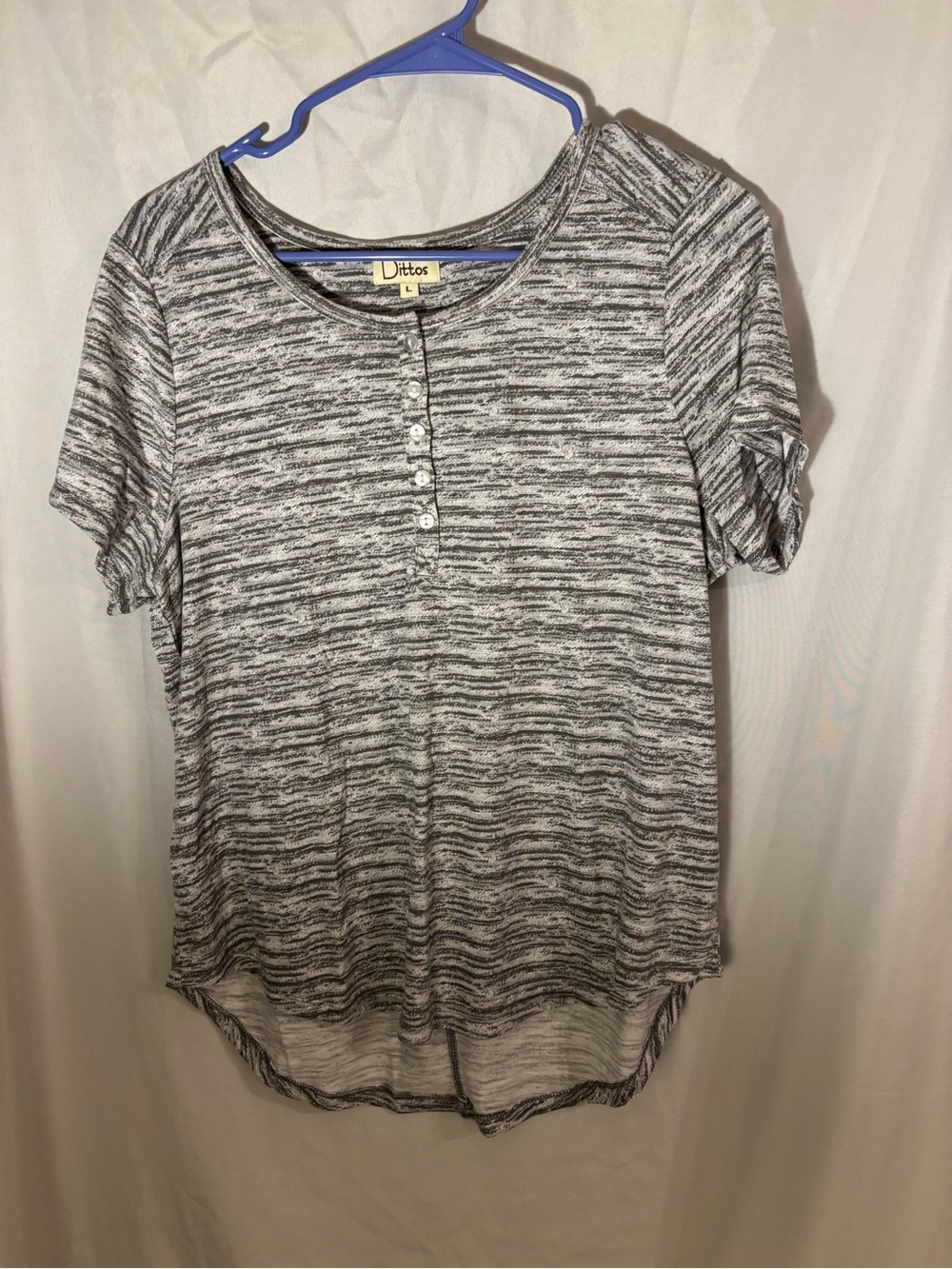 Dittos Black & White Space-Dye Short Sleeve Henley